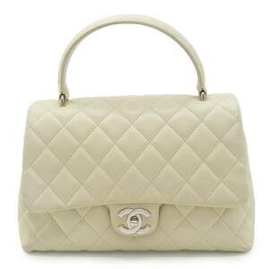 CHANEL Matelasse Handbag, Lambskin Leather, Ivory and White